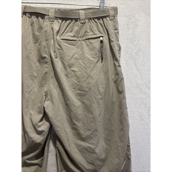 LL Bean Hiking Pants Men's XL Khaki Tan Nylon Straight Gorpcore Stowaway Belted - Picture 12 of 16